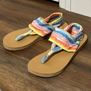 Sanuk Women's Soft Tie Dye Rainbow Yoga Sling Sandals, Size 7